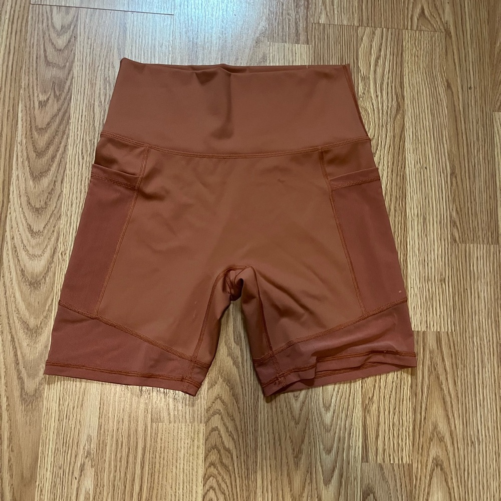 Aerie Tan and Orange High Waist Shorts